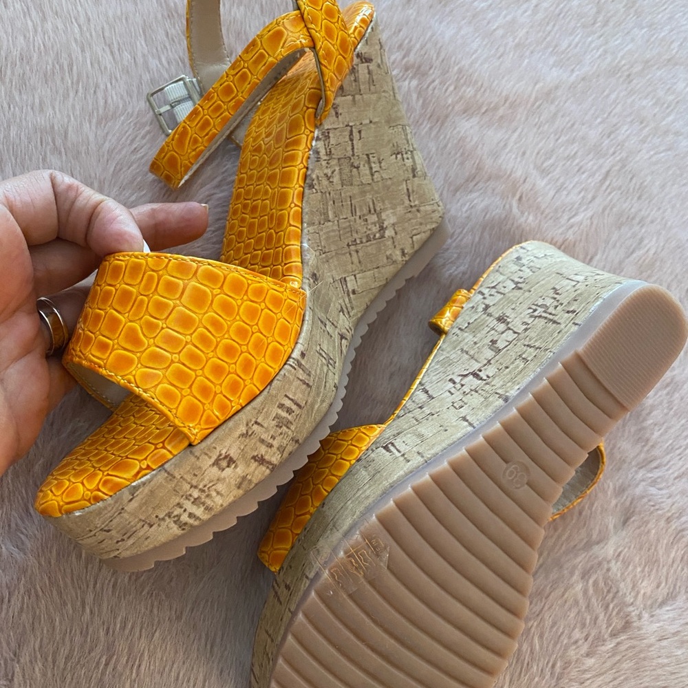 Yellow Wedge Sandals